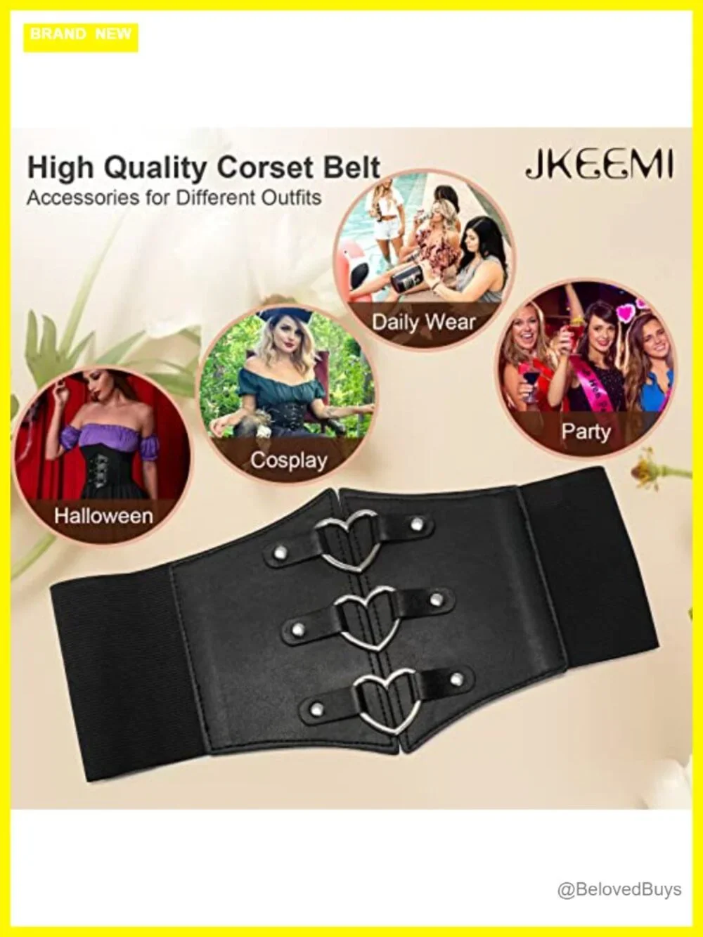 Women Corset Belt Faux Leather Elastic Waist Cincher Halloween Costume Accessory